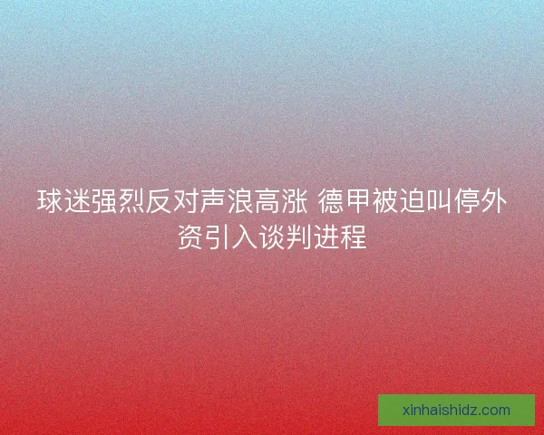 球迷强烈反对声浪高涨 德甲被迫叫停外资引入谈判进程